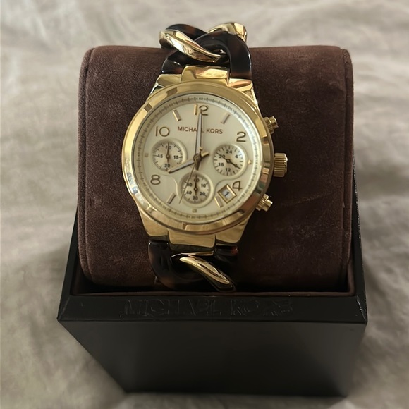 Michael Kors MK4222 Tortoise & Gold Chain Watch